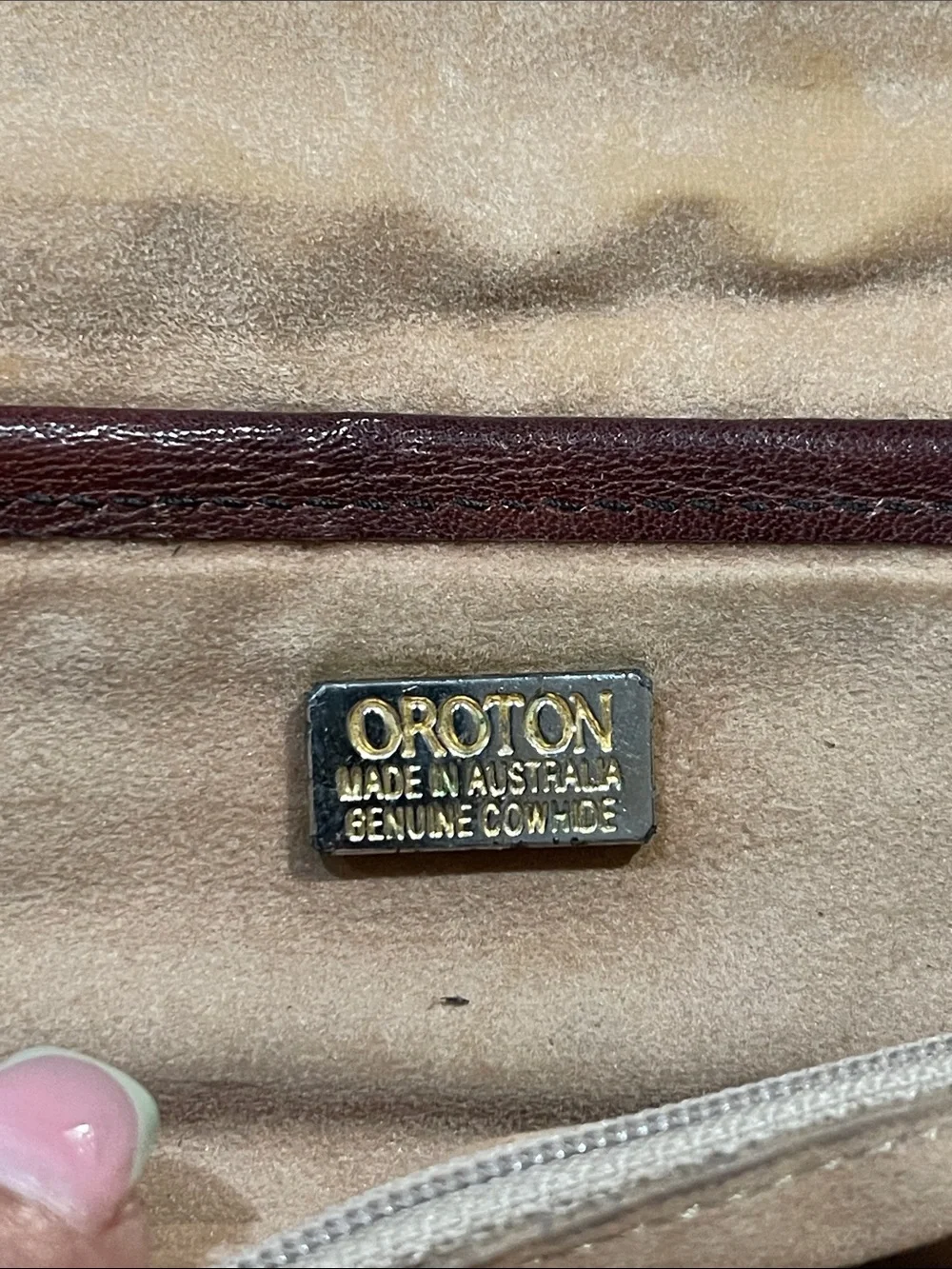 Oroton Leather Messenger Bag in Deep Brown